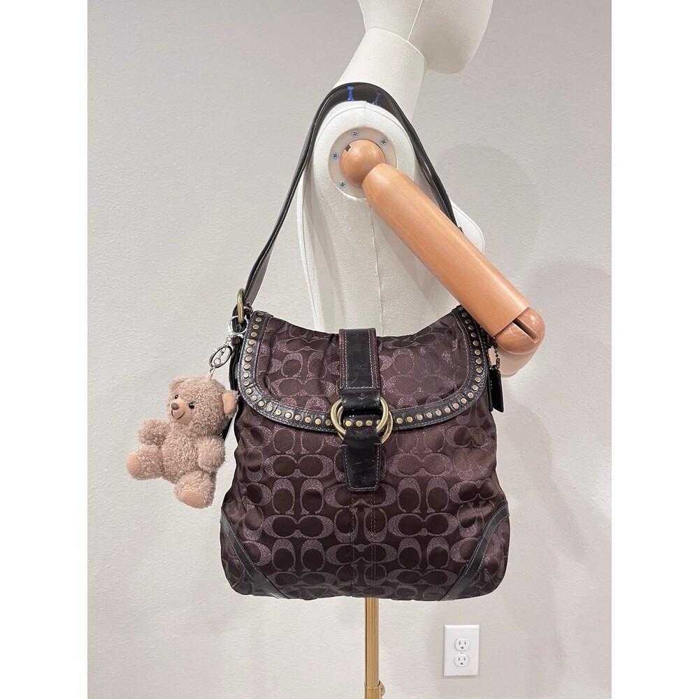 COACH SOHO SIGNATURE JACQUARD FLAP SHOULDER BAG.